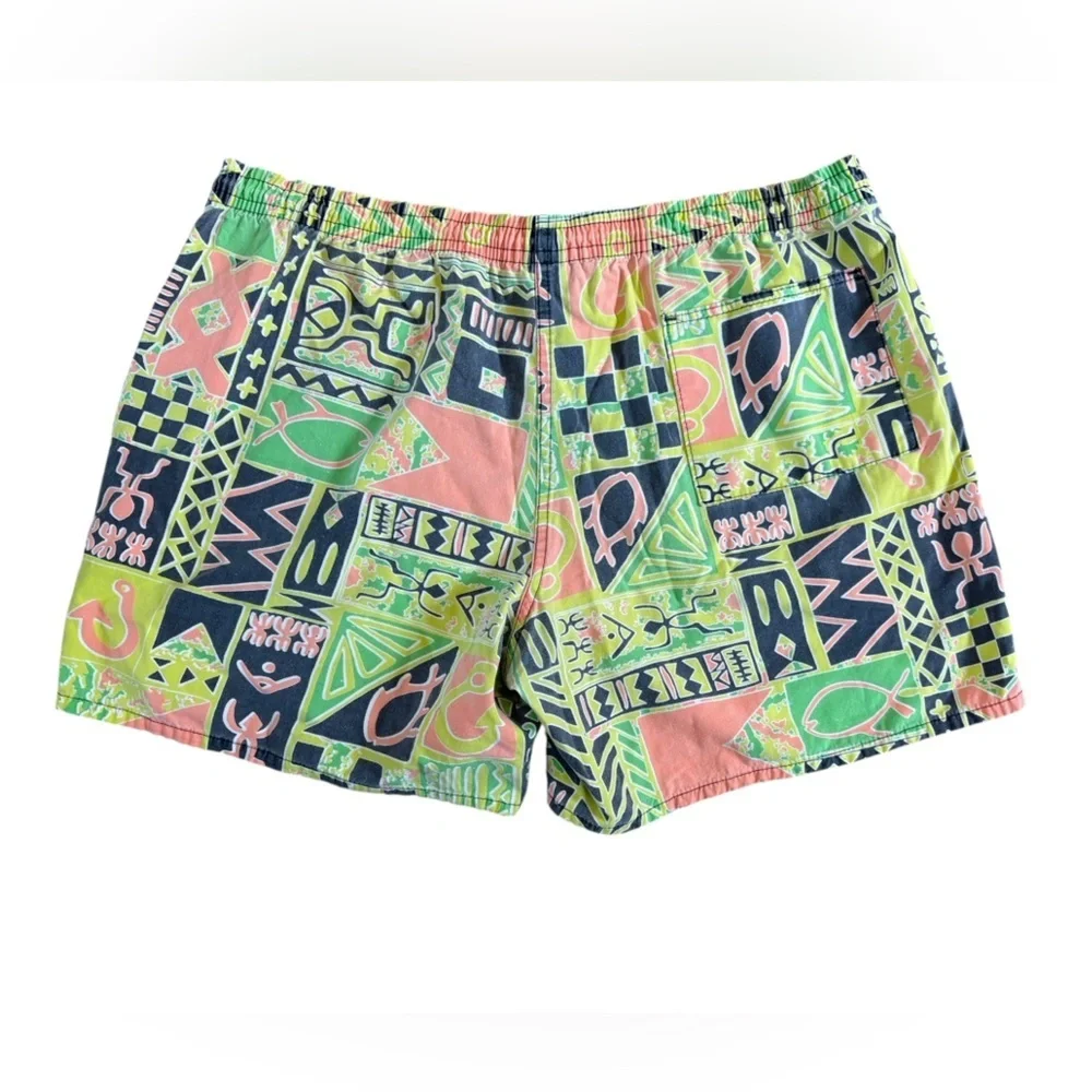 Vintage Green Tropical Swim Trunks